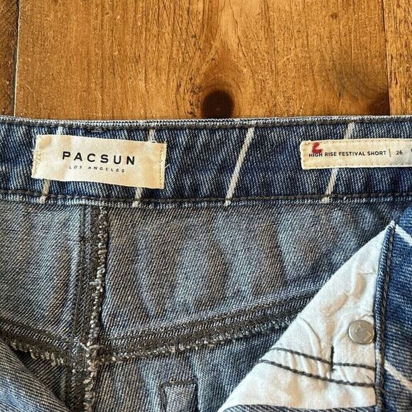 Pacsun Denim Women's Striped Festival Shorts Mini Sz. 26, 90's Cutoff #A1159 - Picture 5 of 10